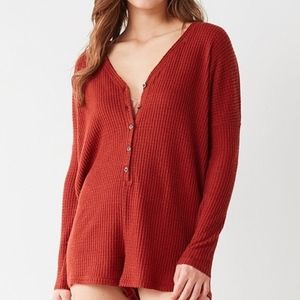 Out From Under Thermal Jojo Henley Romper, S